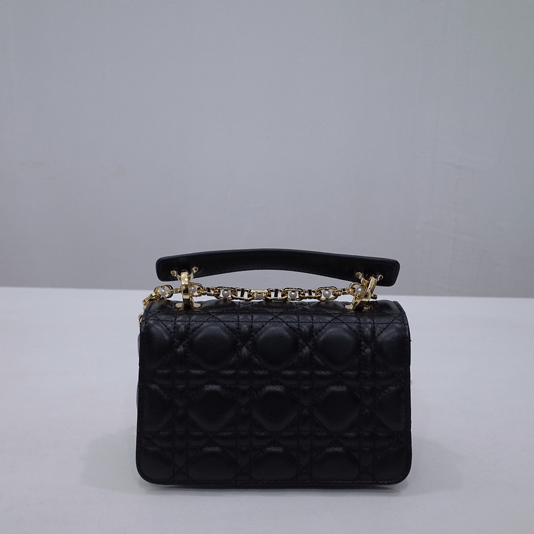 Mini Dior Jolie Top Handle Bag Black Cannage Calfskin